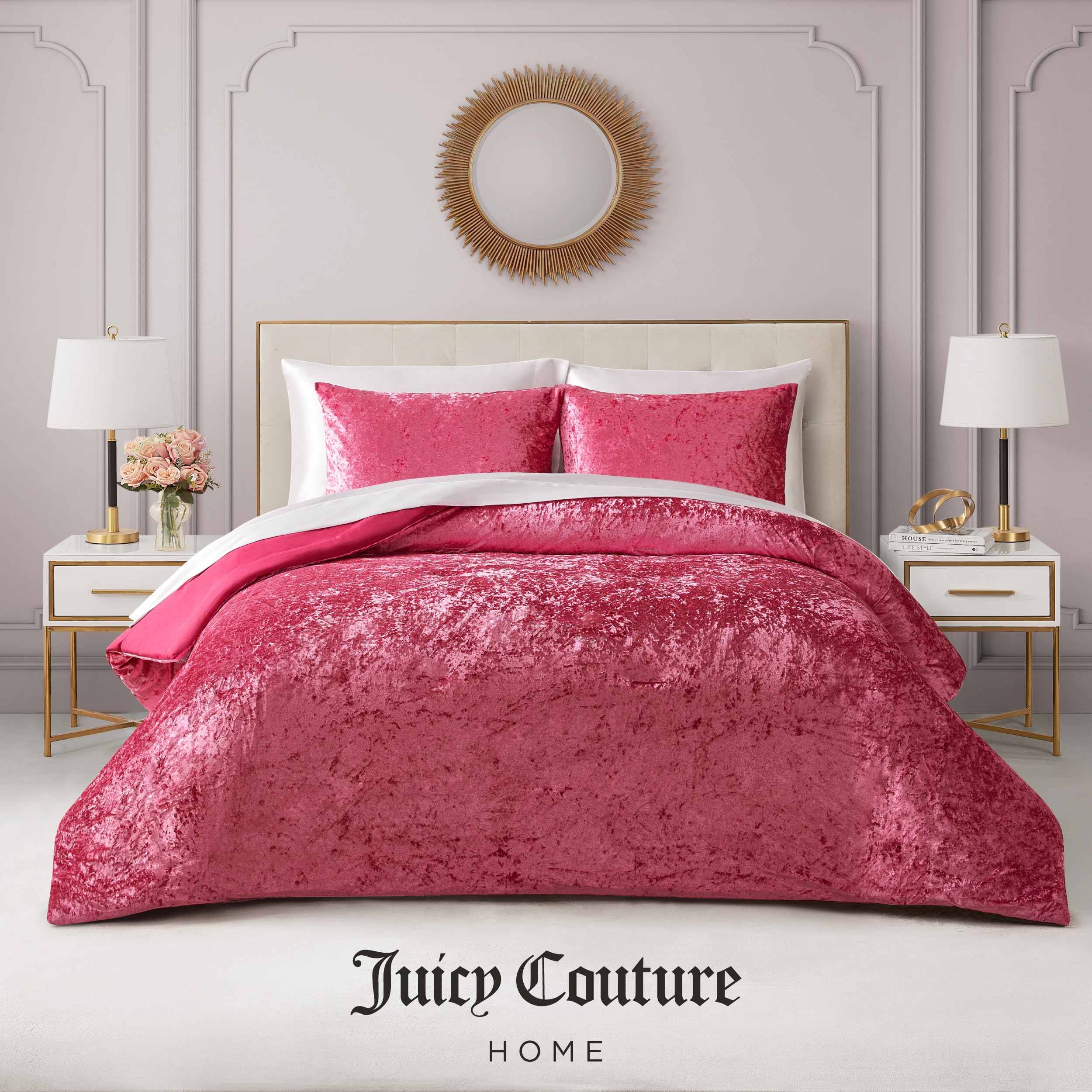 Amazon.com: Juicy Couture Crushed Velvet Queen Comforter and Sham